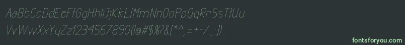 Czcionka ExactaLightItalic – zielone czcionki na czarnym tle