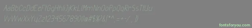 フォントExactaLightItalic – 灰色の背景に緑のフォント