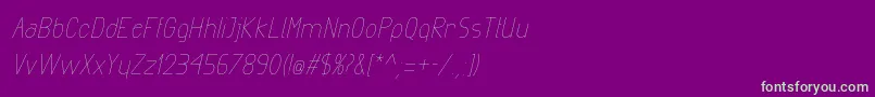 ExactaLightItalic-fontti – vihreät fontit violetilla taustalla