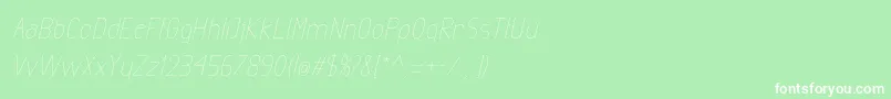 ExactaLightItalic-Schriftart – Weiße Schriften auf grünem Hintergrund