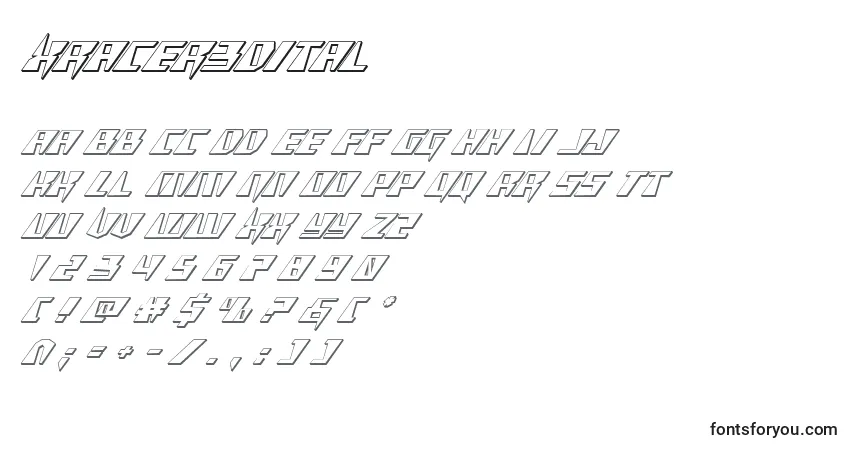 Xracer3Ditalフォント–アルファベット、数字、特殊文字