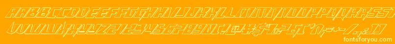 Xracer3Dital-Schriftart – Gelbe Schriften auf orangefarbenem Hintergrund