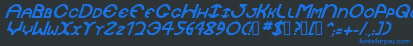 フォントJaysetchBolditalic – 黒い背景に青い文字