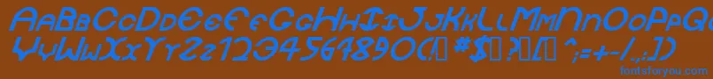 フォントJaysetchBolditalic – 茶色の背景に青い文字