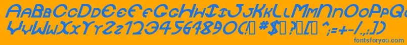 JaysetchBolditalic-fontti – siniset fontit oranssilla taustalla