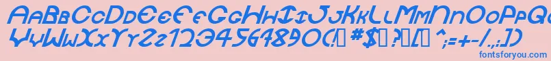 JaysetchBolditalic-fontti – siniset fontit vaaleanpunaisella taustalla