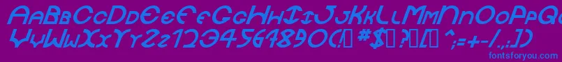 JaysetchBolditalic-Schriftart – Blaue Schriften auf violettem Hintergrund