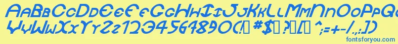 JaysetchBolditalic-Schriftart – Blaue Schriften auf gelbem Hintergrund