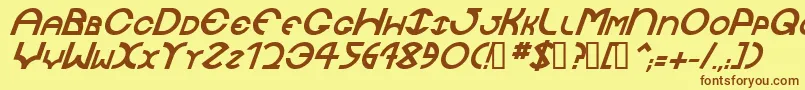 フォントJaysetchBolditalic – 茶色の文字が黄色の背景にあります。