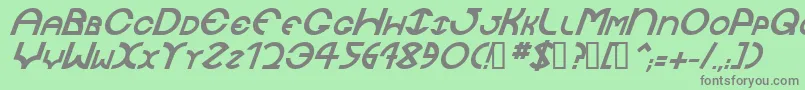 JaysetchBolditalic-fontti – harmaat kirjasimet vihreällä taustalla