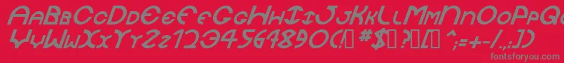 JaysetchBolditalic-fontti – harmaat kirjasimet punaisella taustalla