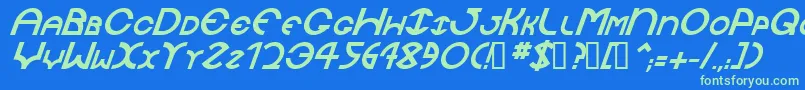 Шрифт JaysetchBolditalic – зелёные шрифты на синем фоне