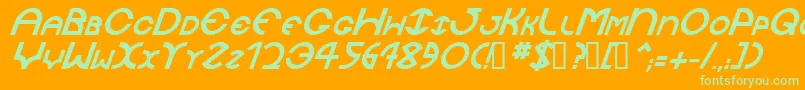 JaysetchBolditalic-fontti – vihreät fontit oranssilla taustalla
