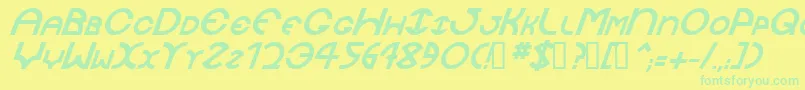 フォントJaysetchBolditalic – 黄色い背景に緑の文字