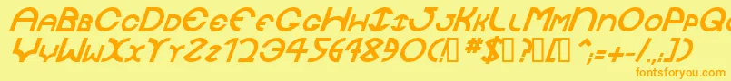 JaysetchBolditalic-Schriftart – Orangefarbene Schriften auf gelbem Hintergrund