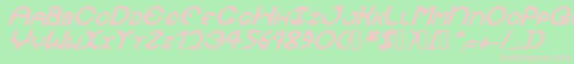 JaysetchBolditalic-fontti – vaaleanpunaiset fontit vihreällä taustalla