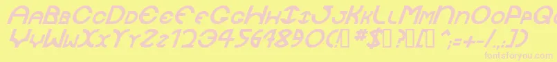 JaysetchBolditalic-fontti – vaaleanpunaiset fontit keltaisella taustalla