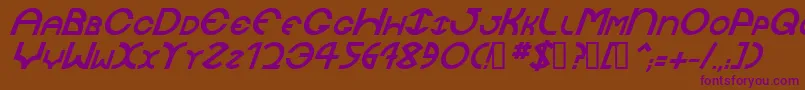 JaysetchBolditalic-fontti – violetit fontit ruskealla taustalla