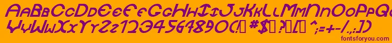 JaysetchBolditalic-Schriftart – Violette Schriften auf orangefarbenem Hintergrund