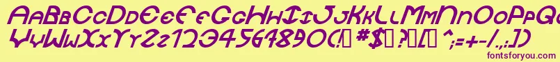 JaysetchBolditalic-Schriftart – Violette Schriften auf gelbem Hintergrund
