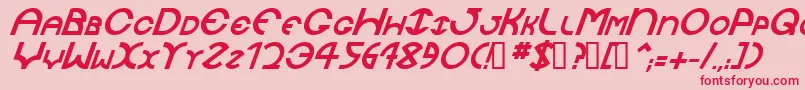 JaysetchBolditalic-fontti – punaiset fontit vaaleanpunaisella taustalla