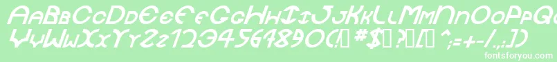 JaysetchBolditalic-fontti – valkoiset fontit vihreällä taustalla