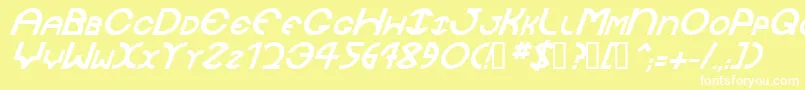 JaysetchBolditalic-fontti – valkoiset fontit keltaisella taustalla