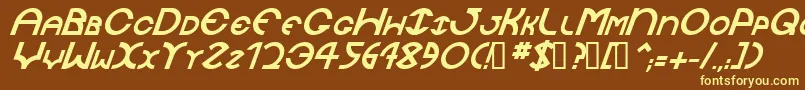 JaysetchBolditalic-fontti – keltaiset fontit ruskealla taustalla