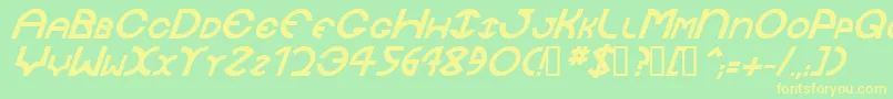 フォントJaysetchBolditalic – 黄色の文字が緑の背景にあります
