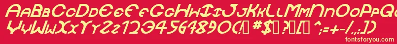 JaysetchBolditalic-fontti – keltaiset fontit punaisella taustalla