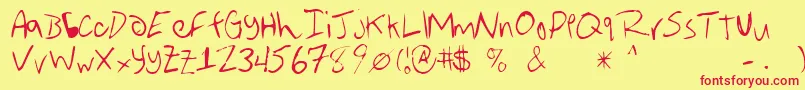 フォントAveren ffy – 赤い文字の黄色い背景