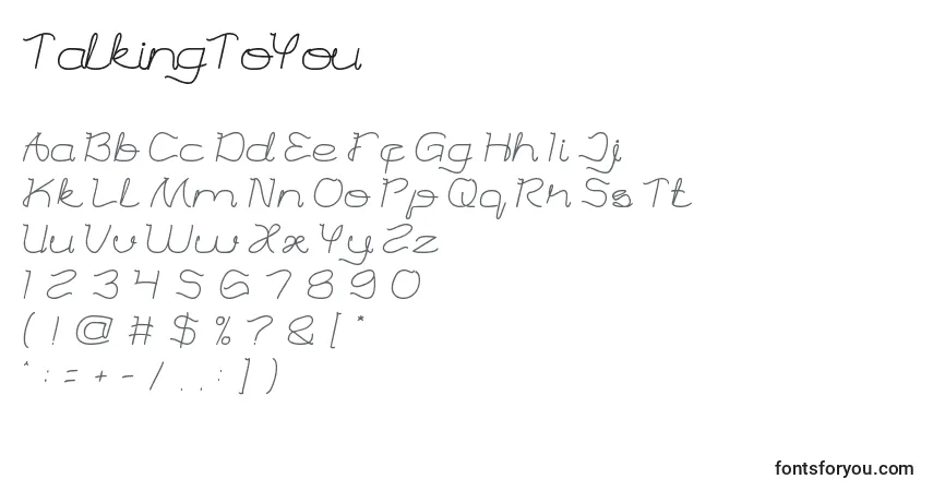 Schriftart TalkingToYou – Alphabet, Zahlen, spezielle Symbole