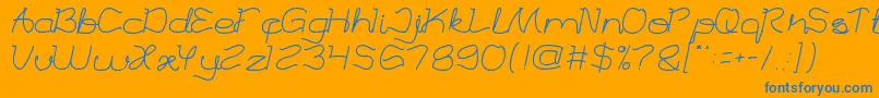 TalkingToYou-Schriftart – Blaue Schriften auf orangefarbenem Hintergrund