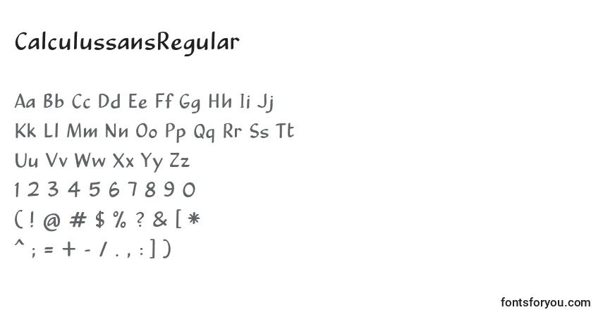 Czcionka CalculussansRegular (90990) – alfabet, cyfry, specjalne znaki