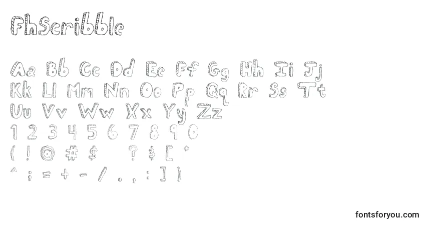 FhScribble-fontti – aakkoset, numerot, erikoismerkit