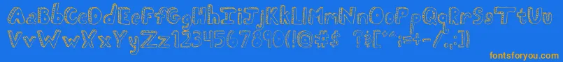 FhScribble-Schriftart – Orangefarbene Schriften auf blauem Hintergrund