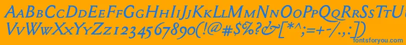 Mediaevalsc+OsfItalic Font – Blue Fonts on Orange Background