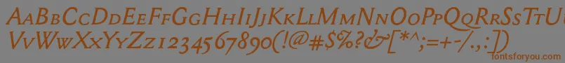 Mediaevalsc+OsfItalic Font – Brown Fonts on Gray Background