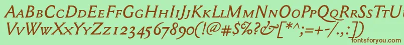 Mediaevalsc+OsfItalic Font – Brown Fonts on Green Background