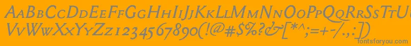 Mediaevalsc+OsfItalic Font – Gray Fonts on Orange Background