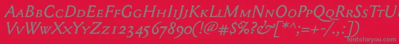 Mediaevalsc+OsfItalic Font – Gray Fonts on Red Background
