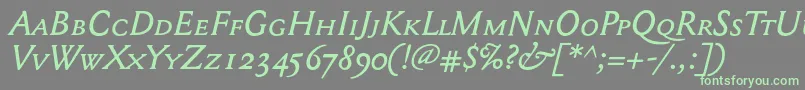 Mediaevalsc+OsfItalic Font – Green Fonts on Gray Background