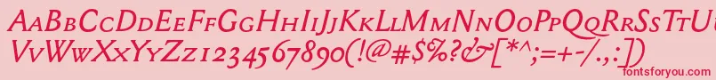 Mediaevalsc+OsfItalic Font – Red Fonts on Pink Background