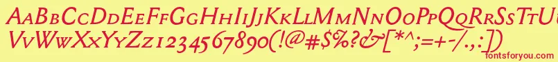 フォントMediaevalsc+OsfItalic – 赤い文字の黄色い背景