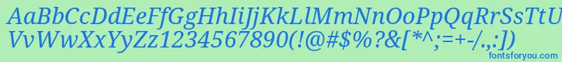 Notoserif Italic-fontti – siniset fontit vihreällä taustalla