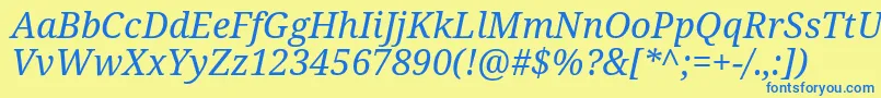 フォントNotoserif Italic – 青い文字が黄色の背景にあります。