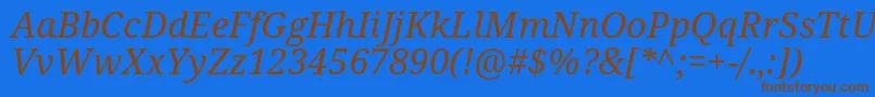 Notoserif Italic-Schriftart – Braune Schriften auf blauem Hintergrund