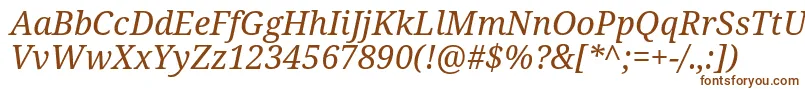 Fonte Notoserif Italic – fontes marrons em um fundo branco