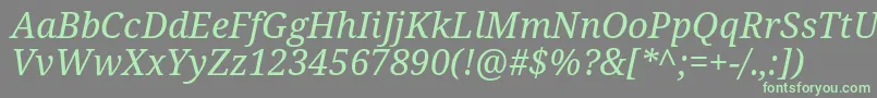 Fonte Notoserif Italic – fontes verdes em um fundo cinza