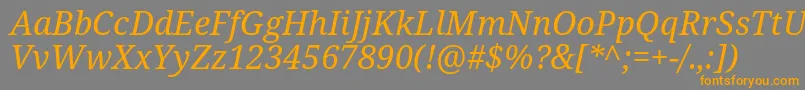 Notoserif Italic-fontti – oranssit fontit harmaalla taustalla